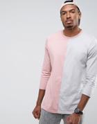 Asos Longline Long Sleeve T-shirt With Contrast Splice - Multi