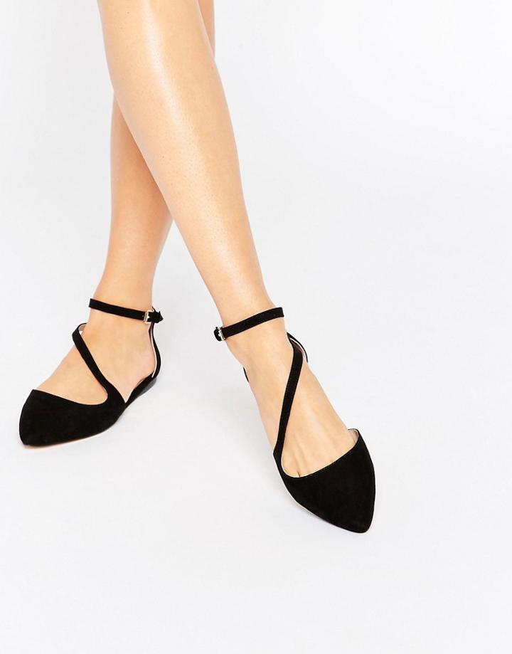 Carvela Maverick Strap Point Flat Shoes - Black
