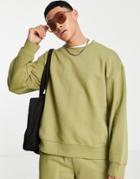 Topman Oversized Sweatshirt In Khaki - Part Of A Set-green