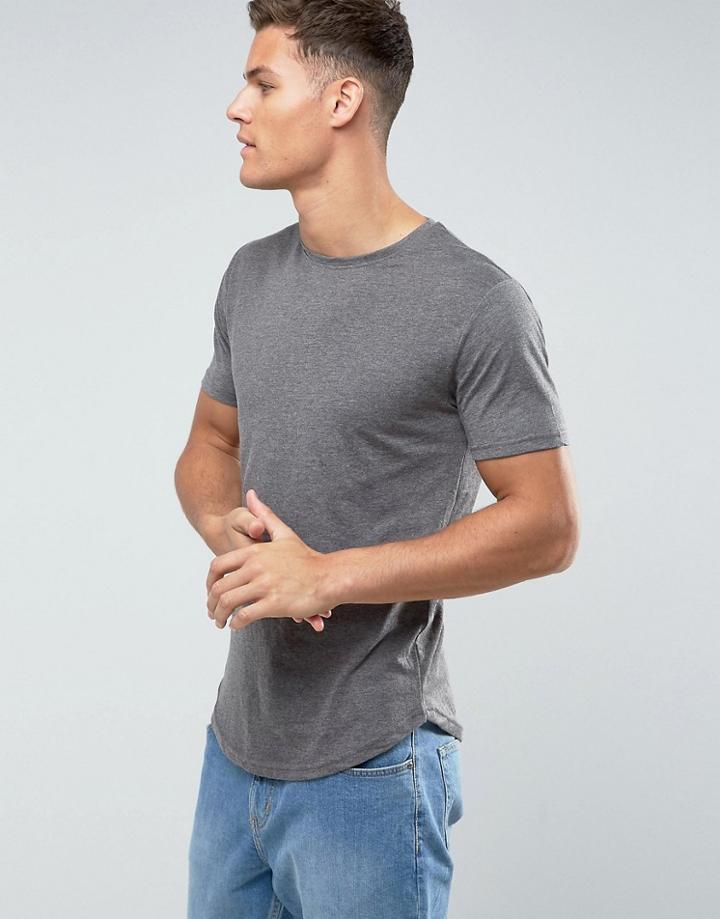 Troy Longy Line Curved T-shirt - Gray
