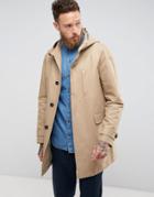 Asos Shower Resistant Trench Coat With Hood In Stone - Stone