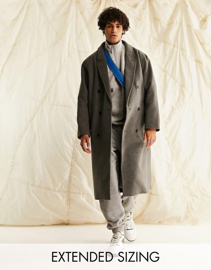 Asos Design Oversized Wool Mix Overcoat In Gray
