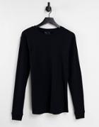 Asos Design Coordinating Long Sleeve Waffle T-shirt In Black