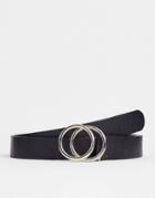 Bolongaro Trevor Leather Double Buckle Belt In Black