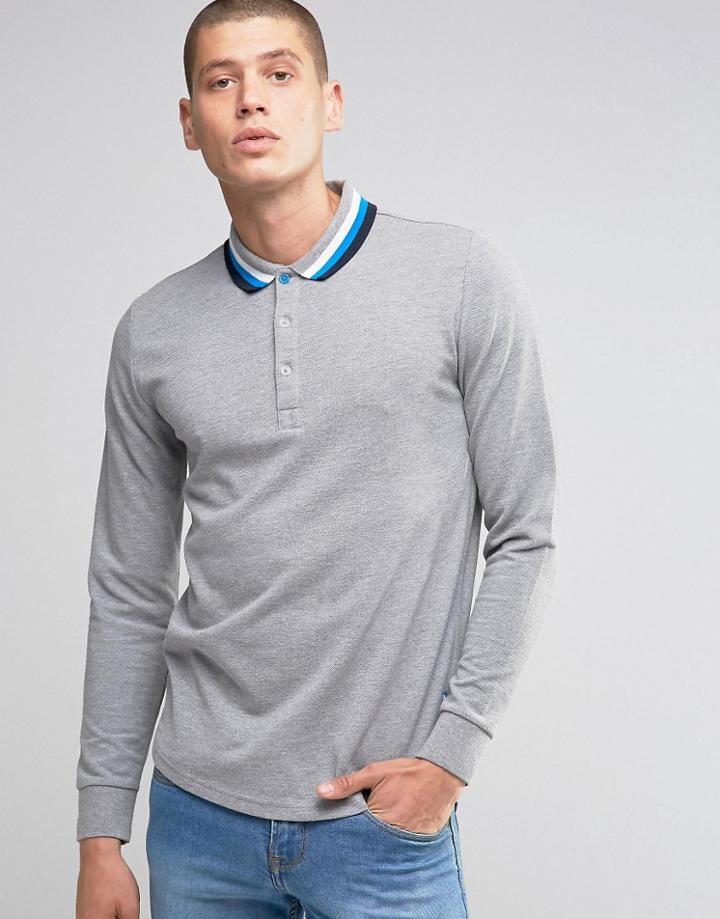 Ellesse Italia Knitted Long Sleeve Polo Shirt - Gray
