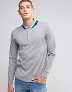 Ellesse Italia Knitted Long Sleeve Polo Shirt - Gray