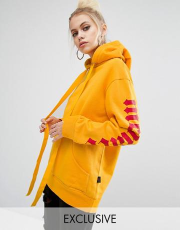 Adolescent Clothing Oversized Hoodie With Menace Sleeve - Yellow