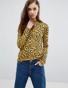 Fred Perry Bella Freud Leopard Print Pique Shirt - Yellow