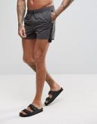 Asos Swim Shorts In Gray With Side Tape Detail In Short Length - Gray