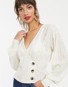 Vero Moda Wrap Button Detail Jersey Top-beige