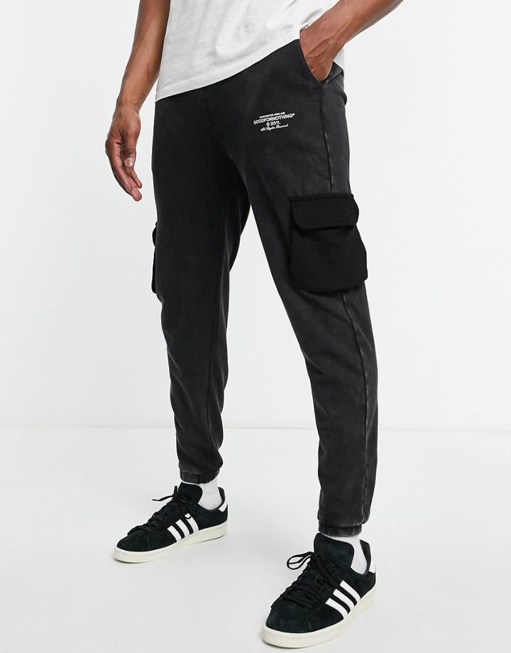 Good For Nothing Jersey Sweatpants In Gray Acid Wash With Contrast Pockets - Part Of A Set