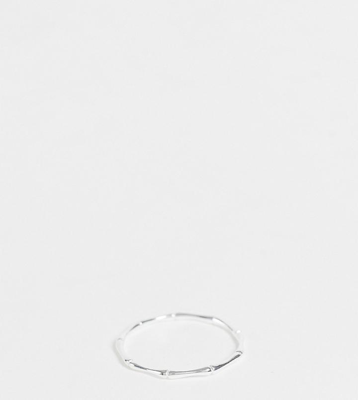Asos Design Curve Sterling Silver Ring In Fine Bamboo Design