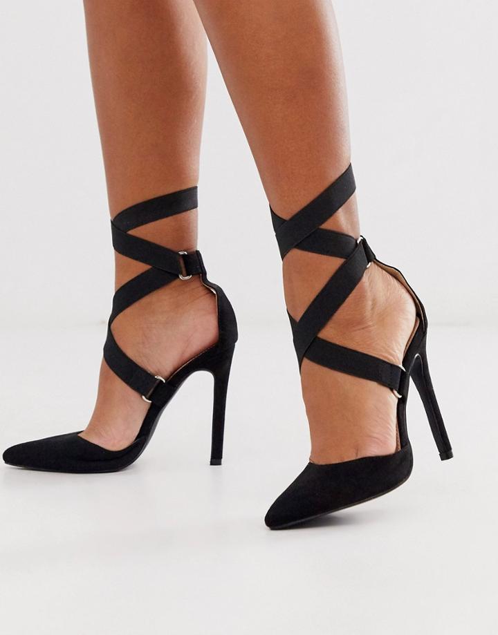 Public Desire Compose Elasticated Detail Pumps In Black