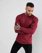 Asos Long Sleeve T-shirt In Heavy Twisted Jersey In Oxblood - Red