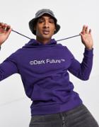 Asos Dark Future Hoodie With Chest Print Logo In Astral Purple-navy