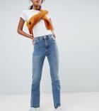 Asos Design Tall Egerton Rigid Cropped Flare Jeans In Vintage Mid Wash-blue