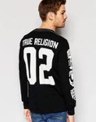 True Religion Waffle Knit Logo Sweater - Jet Black