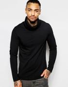 Asos Muscle Long Sleeve Top With Funnel Neck In Black - Black