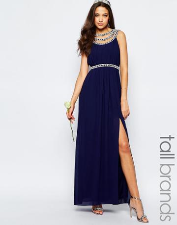 Tfnc Tall Wedding Embellished Maxi Dress - Navy