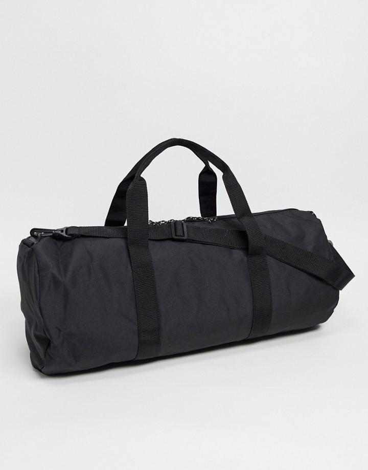 Asos Design Barrel Gym Bag In Black Nylon With Contrast Puller