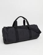Asos Design Barrel Gym Bag In Black Nylon With Contrast Puller