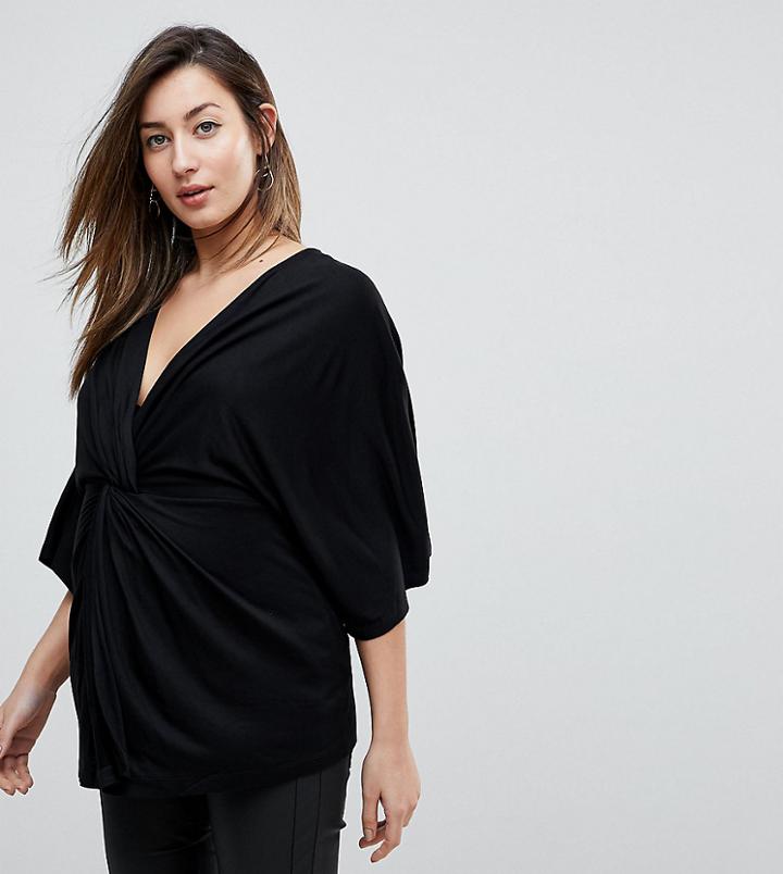 Asos Maternity Kimono Twist Front Top - Black