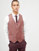 Asos Wedding Suit Vest In Light Burgundy {[#100]}% Wool-red