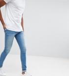 Asos Tall Extreme Super Skinny Jeans In Light Wash - Blue