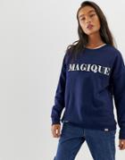 Blend She Nanto Magnique Print Sweatshirt - Navy