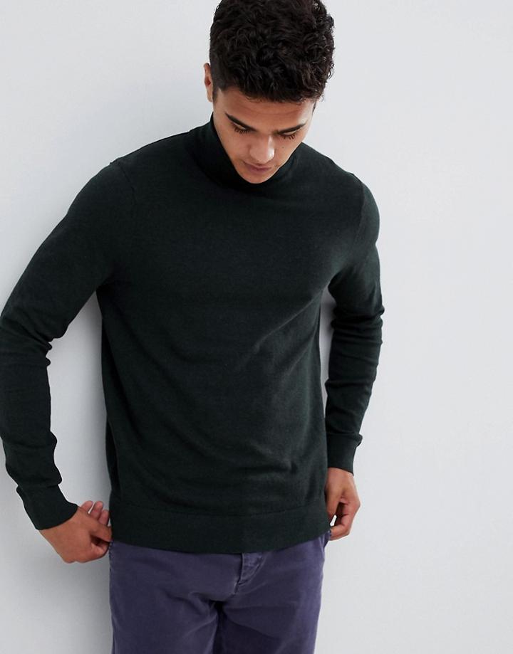 Burton Menswear Roll Neck Sweater In Green - Green