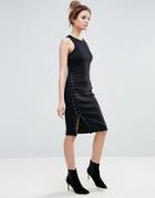 John & Jenn Warner Side Lace Up Fitted Dress - Black