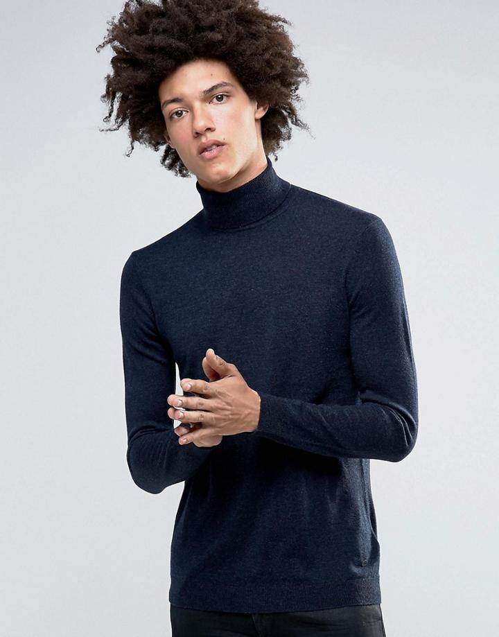 Minimum Thad Merino Roll Neck Jumper - Navy