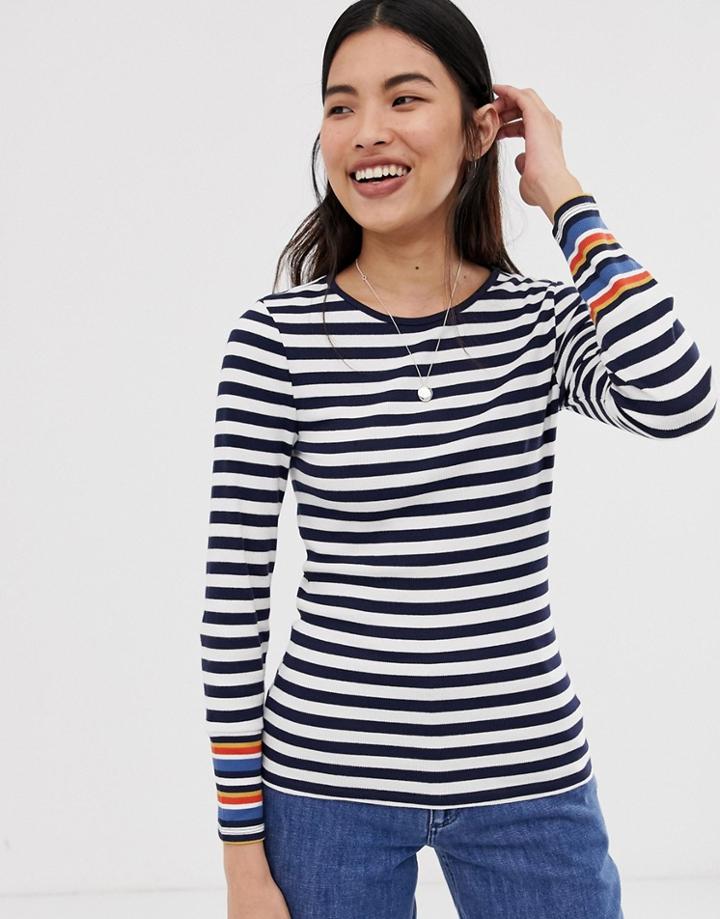 Only Bella Stripe Long Sleeved T-shirt - Navy