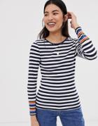 Only Bella Stripe Long Sleeved T-shirt - Navy