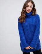 Vero Moda Chunky Roll Neck Sweater - Blue
