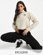 The North Face 100 Glacier 1/4 Zip Cropped Fleece In Beige Exclusive At Asos-red