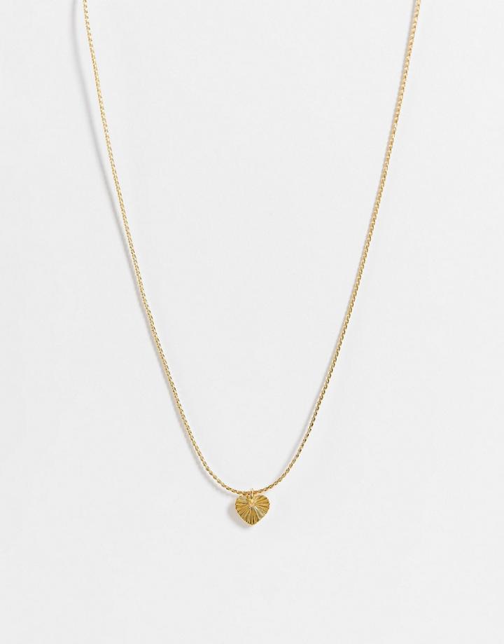 Whistles Textured Heart Necklace In Gold