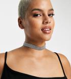 Asos Design Curve Crystal Choker Necklace In Silver Tone