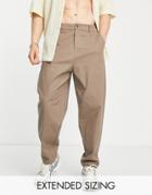 Asos Design Oversized Tapered Chinos In Dark Stone-neutral
