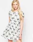 Style London Dress In Mono Floral Print - White