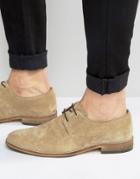 Asos Lace Up Shoes In Stone Suede - Stone