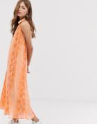 Mango Drop Hem Midi Dress In Snake Print - Orange