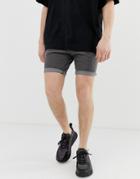 Asos Design Skinny Chino Shorts In Washed Gray - Gray