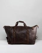 Lyle & Scott Leather Carryall In Dark Brown - Brown