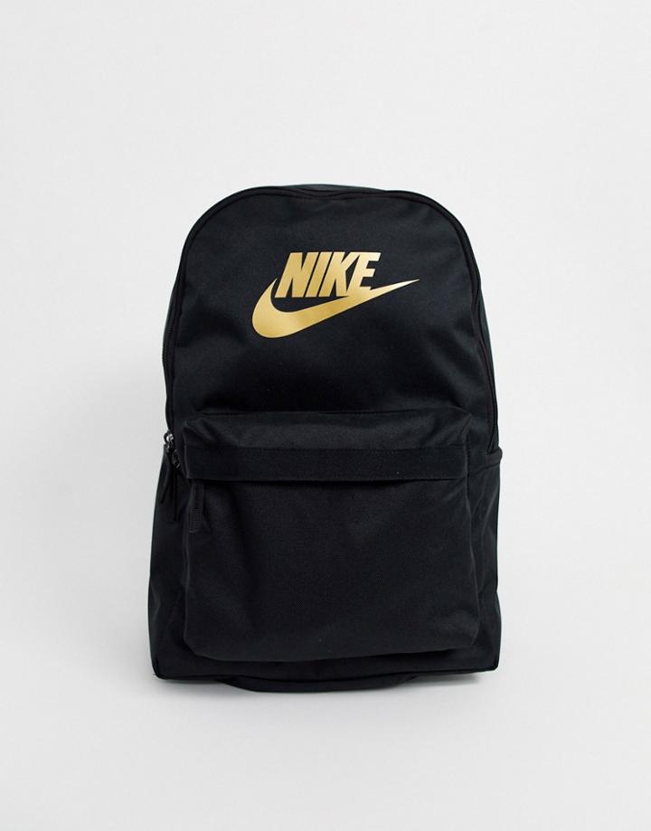 Nike Backpack In Black And Gold Logo