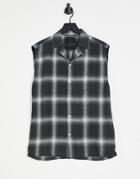 Allsaints Sleeveless Shirt In Check-black