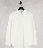 Collusion Oversized Long Sleeve Shirt In Polytricot In Ecru-white