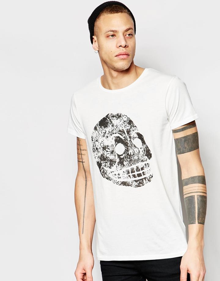 Cheap Monday T-shirt Cap Moon Skull Print In White - Dirty White