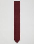 Twisted Tailor Knitted Tie In Burgundy - Red