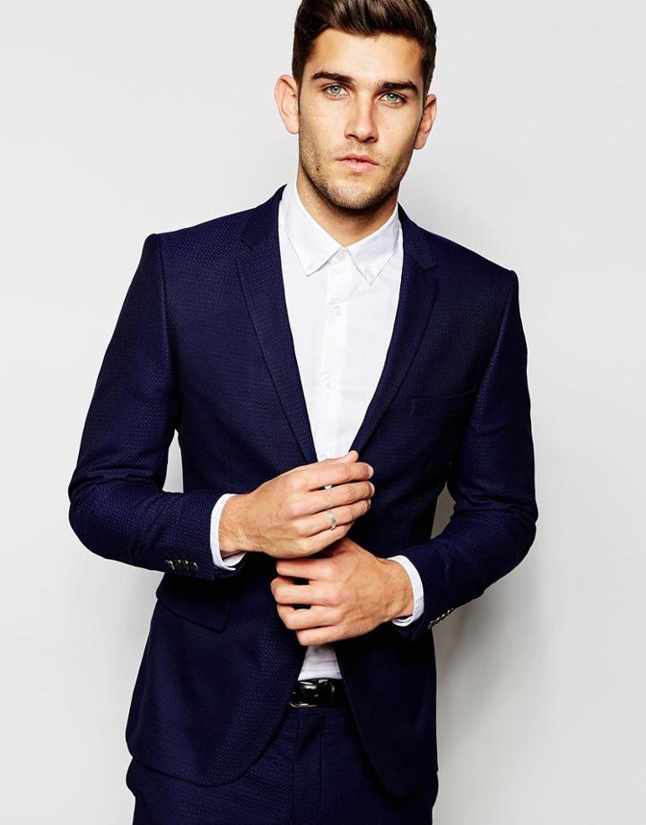 Selected Homme Two Tone Tuxedo Jacket In Skinny Fit - Blue Black